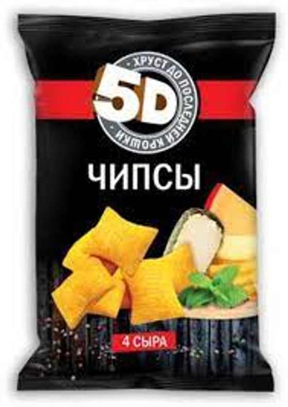 Чипсы "5D" со вкусом 4 сыра  90гр*28шт