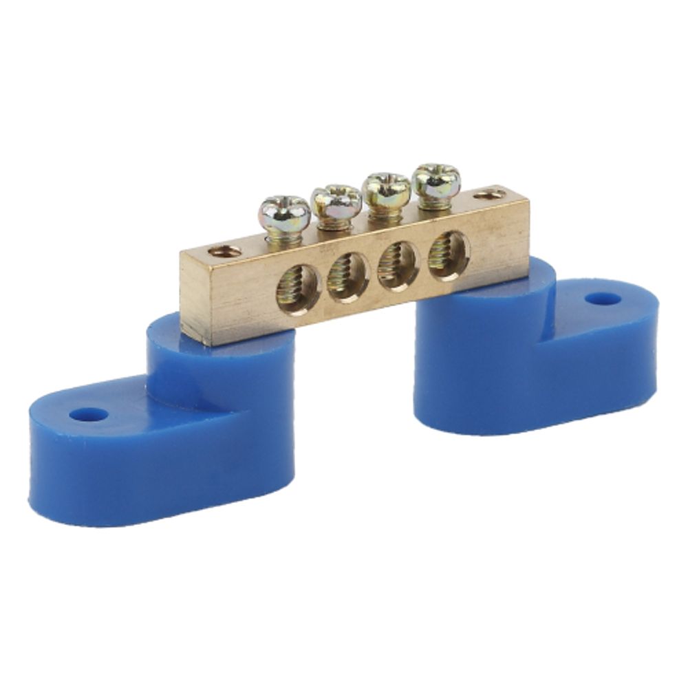 Шина ЭРА NO-222-54 N ноль на двух угловых изоляторах ШНИ-6х9-4-У2-Синий | Шины N, PE, PEN