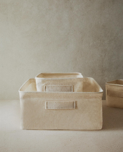 Zara Home Корзина изо льна, цвет бежевый, 13.5 см