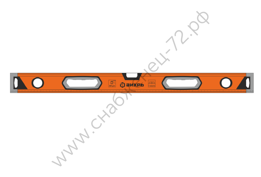 Уровень алюминиевый «Усиленный» 800мм 3 глазка фрезерованный Вихрь