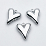 Подвеска Сердце, цвет серебро (родий), размер 14,5*12 мм, цена за 1 шт