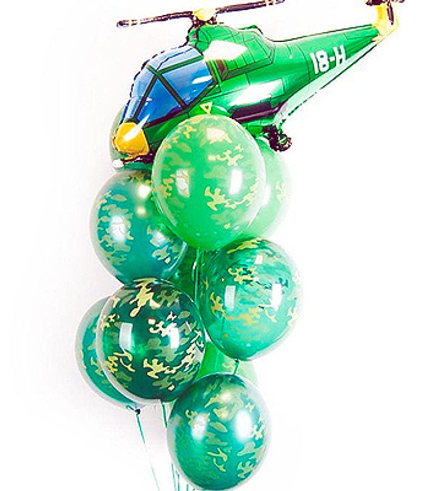 Букет из 10 шаров – вертолет