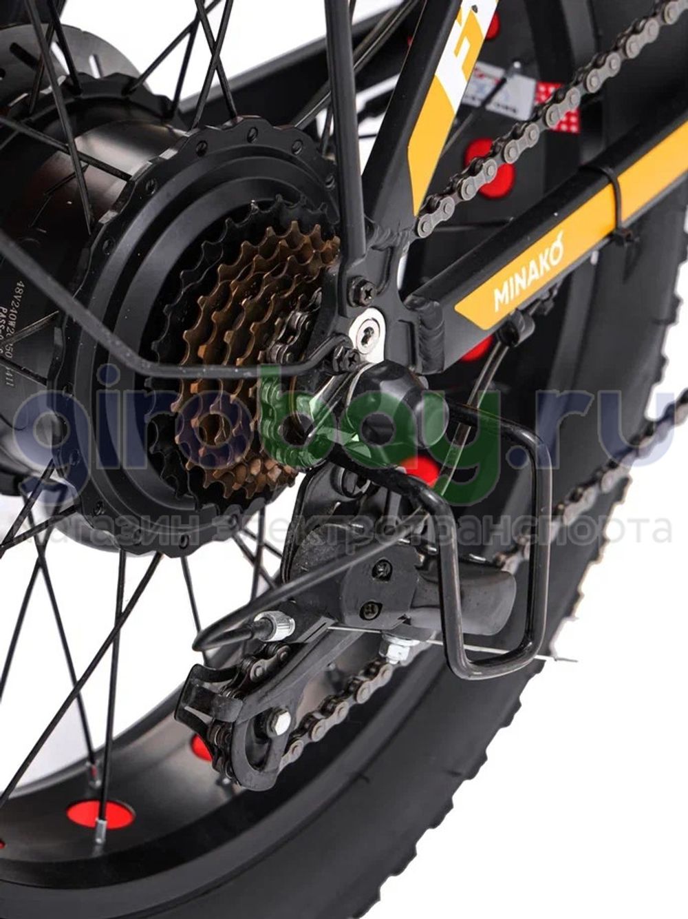 Электровелосипед Minako F10 Pro Dual 48V/20Ah (полный привод) 2025 года - Желтый обод Электровелосипед Minako F10 Pro Dual 48V/20Ah (полный привод) 2025 года - Желтый обод фото №16
