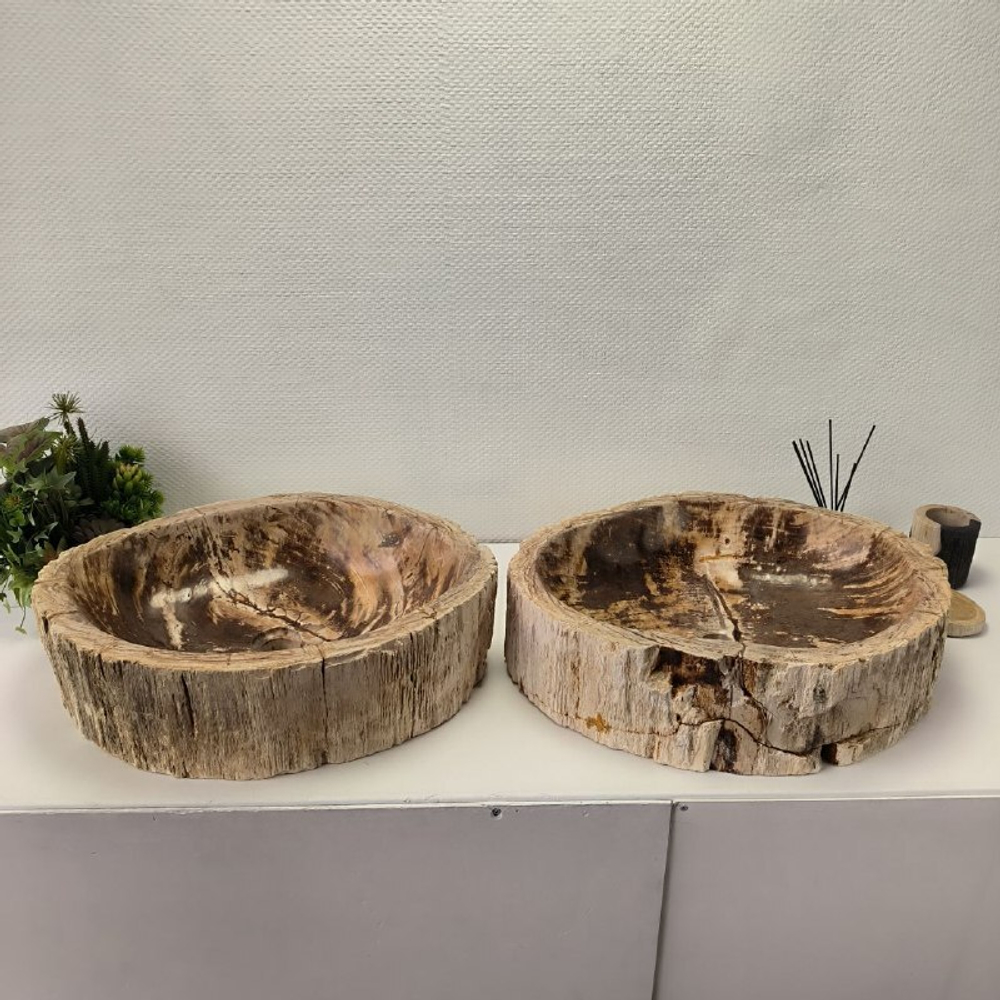 Раковина из окаменелого дерева ПАРА! OD-62099 57*46*16 2шт