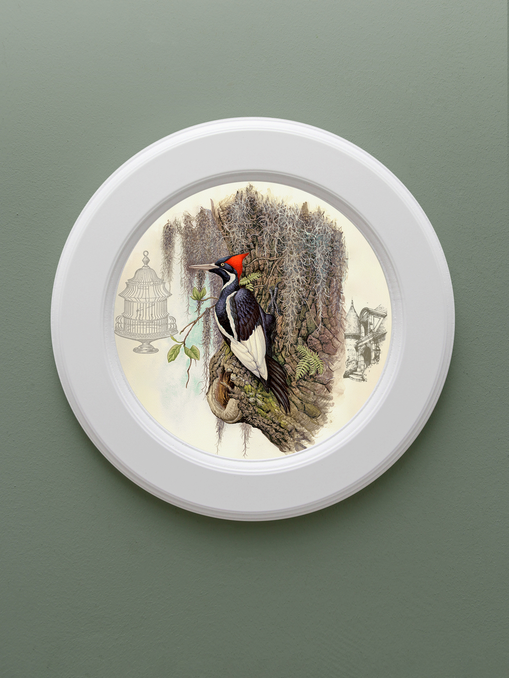 Картина на стену для интерьера на холсте в круглой раме 27 см