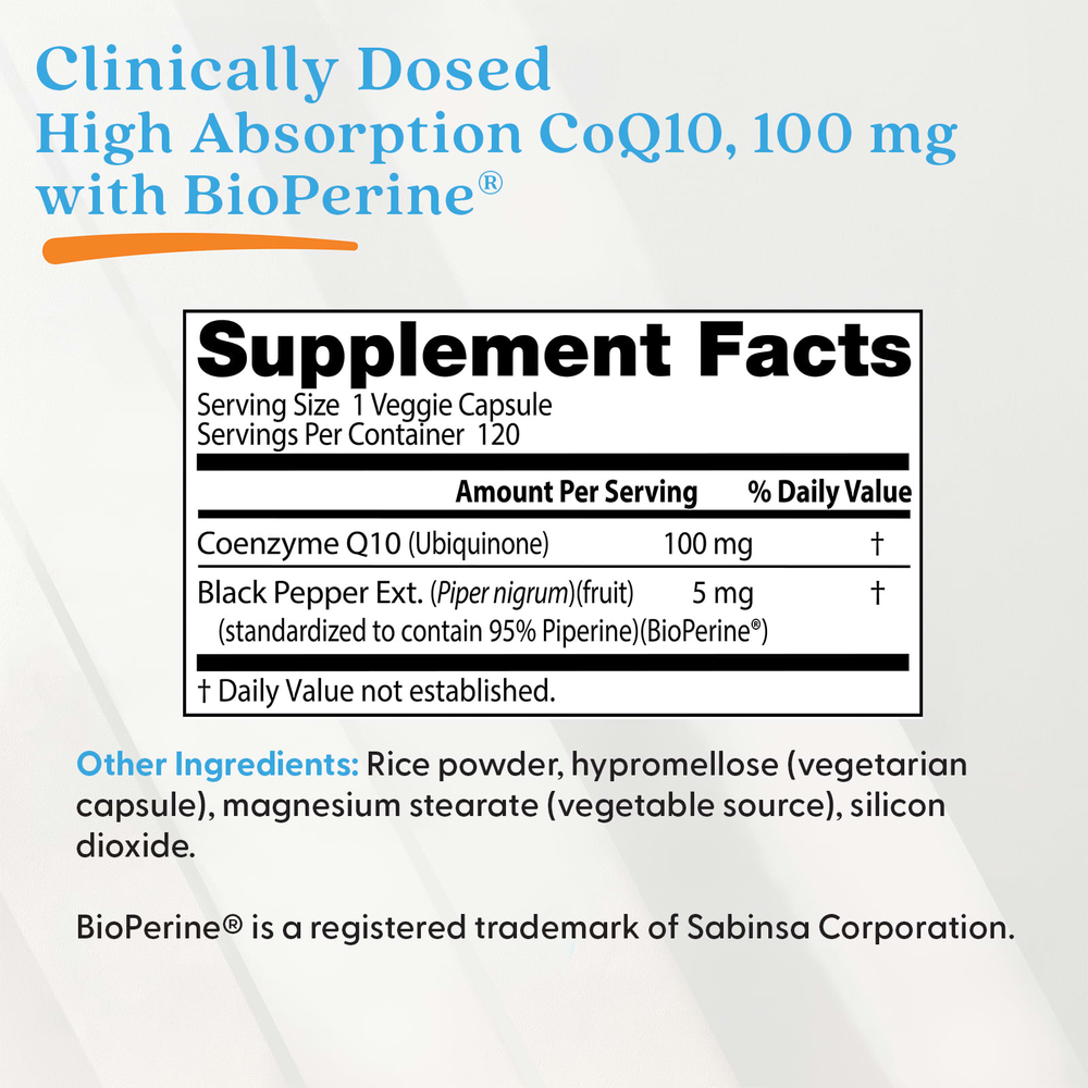 Doctor's Best, легкоусвояемый коэнзим Q10 с BioPerine®, 100 мг, 120 растительных капсул
