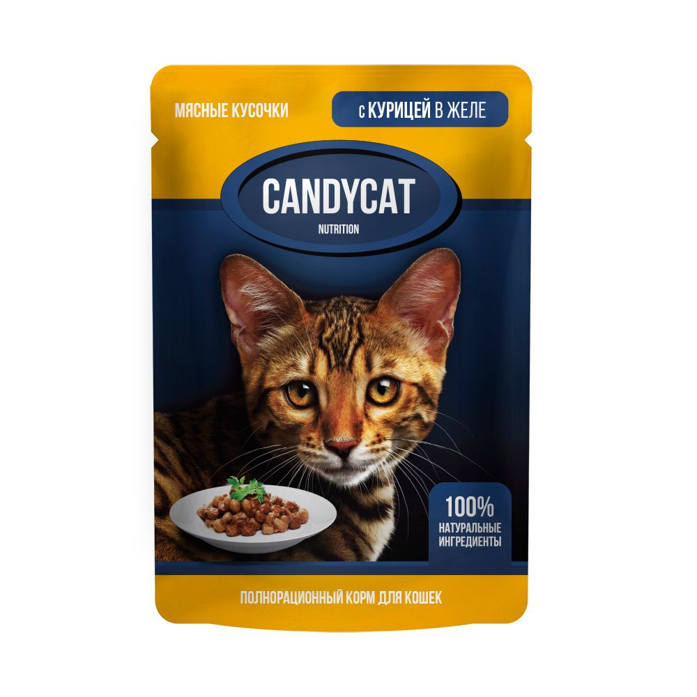 Консервы для кошек CANDYCAT с курицей в желе 85 г