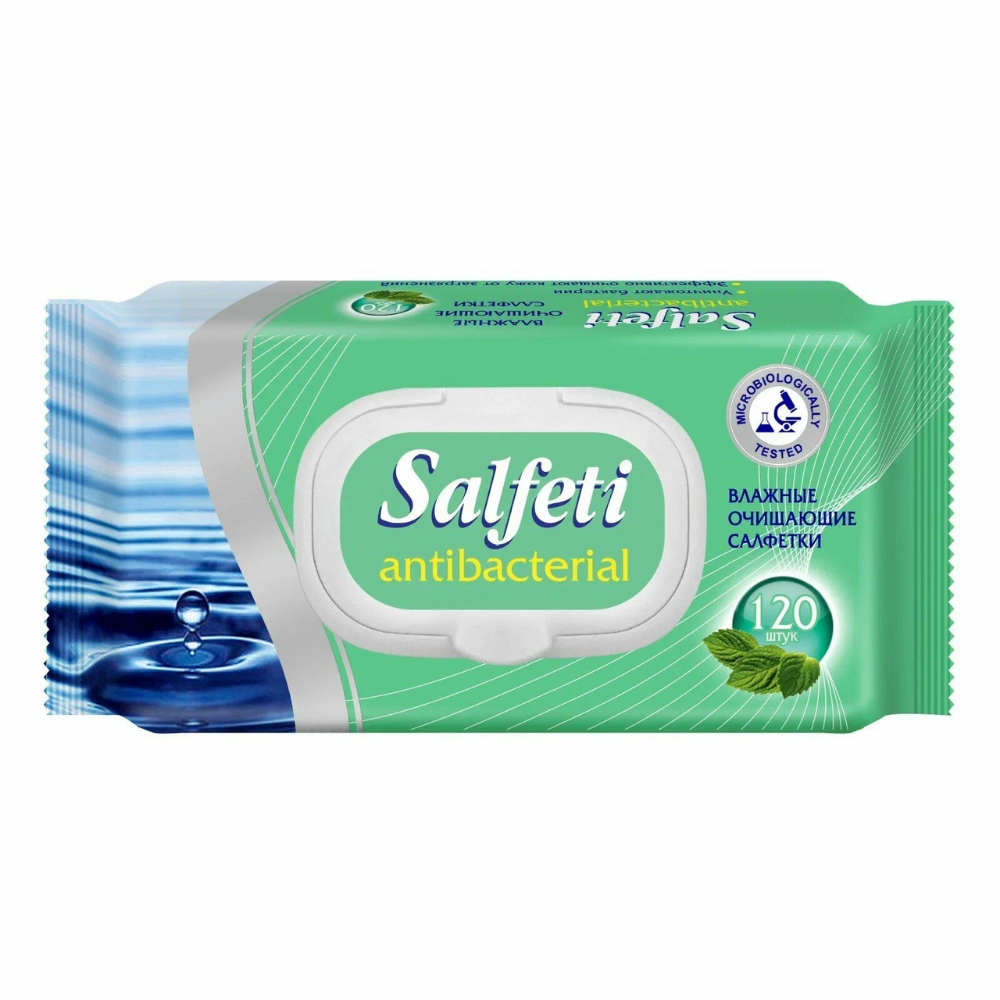 Влажные салфетки Salfeti антибактериальные 120 шт