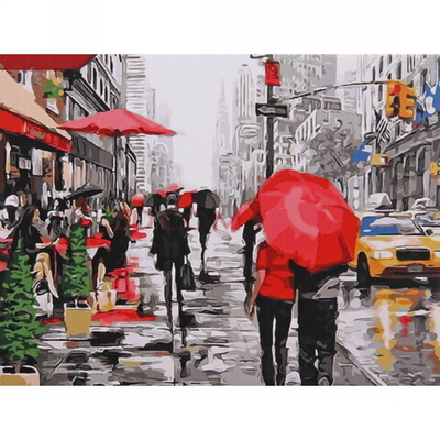 Алмазная мозаика 40*50см «Осень» с полным заполнением, напечатанной рамкой, на деревянном подрамнике J50721