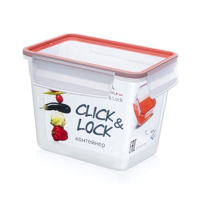 Контейнер для продуктов герметичный "Click&Lock" 1 л (прозрачный) с мерной шкалой