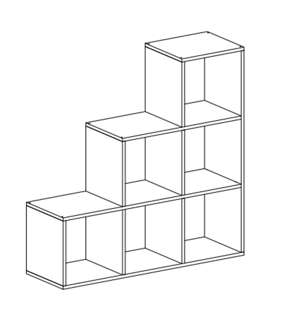 Стеллаж СТ3.2.1 (6 ячеек) горка 3-2-1 белый