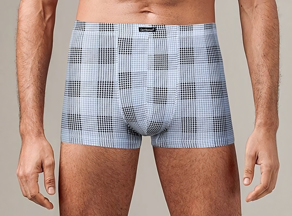 Мужские трусы-боксеры в цветную клетку (Размер: XL) (Цвет: серый)