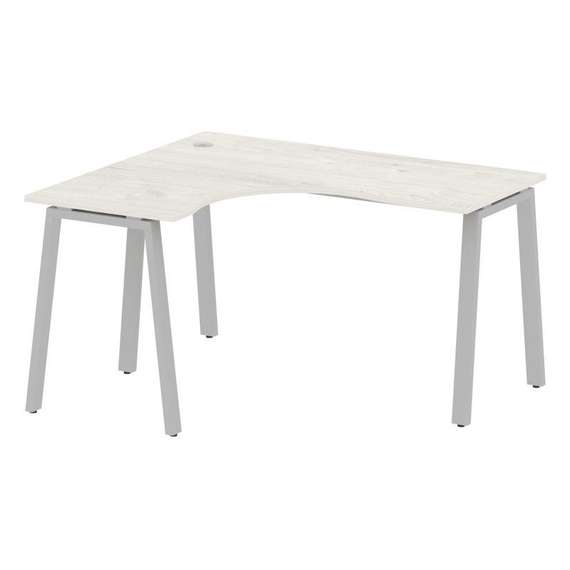 Metal System Стол криволинейный левый на А-образном м/к БА.СА-3 (L) Дуб Наварра/Металл Серый 1400*12