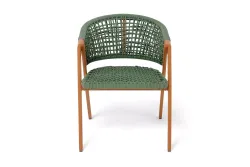 "Амстердам" стул плетеный из роупа, каркас алюминий, роуп зеленый круглый