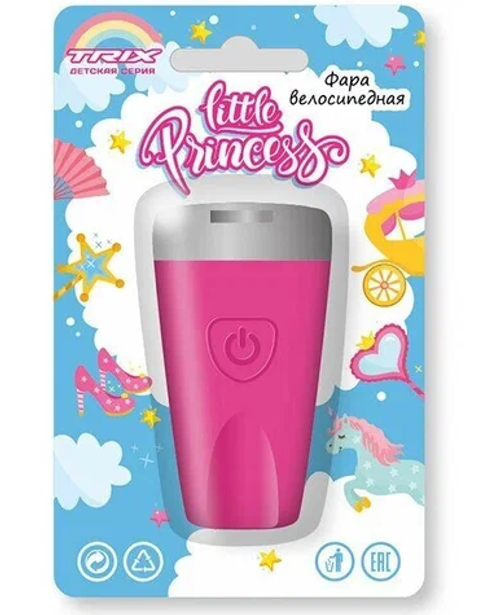 Фара TRIX Little Princess детская, передняя, 1 супер яркий белый диод, линза,3 режима, силикон, розовая (20/100)
