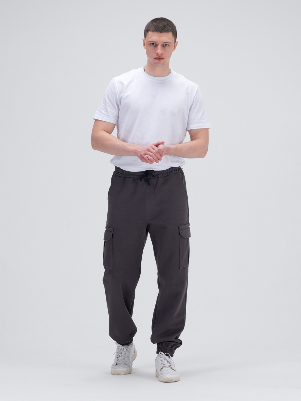 Джоггеры карго теплые.Графит