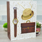 Пакет бумажный 33*45*15см с ручками, с тиснением "Мужской" микс 49