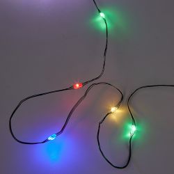 ULD-S5000-500-DGA MULTI IP20 DEW Гирлянда светодиодная Роса. 50м. 500 светодиодов. Разноцветный свет. Провод зеленый. ТМ Uniel