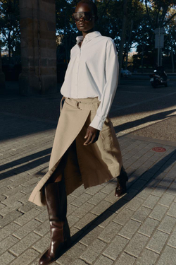 ZARA РУБАШКА ИЗПОПЛИНА, ЖЕЛТОВАТО-БЕЛЫЙ