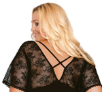 Сорочка с V-образным вырезом и кружевами (Размер: L) (Цвет: черный)