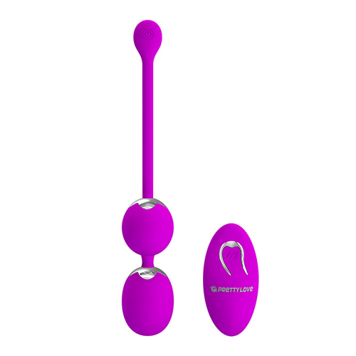 Лиловые вагинальные виброшарики 3,4см с пультом ДУ Pretty Love Willie BI-014548W