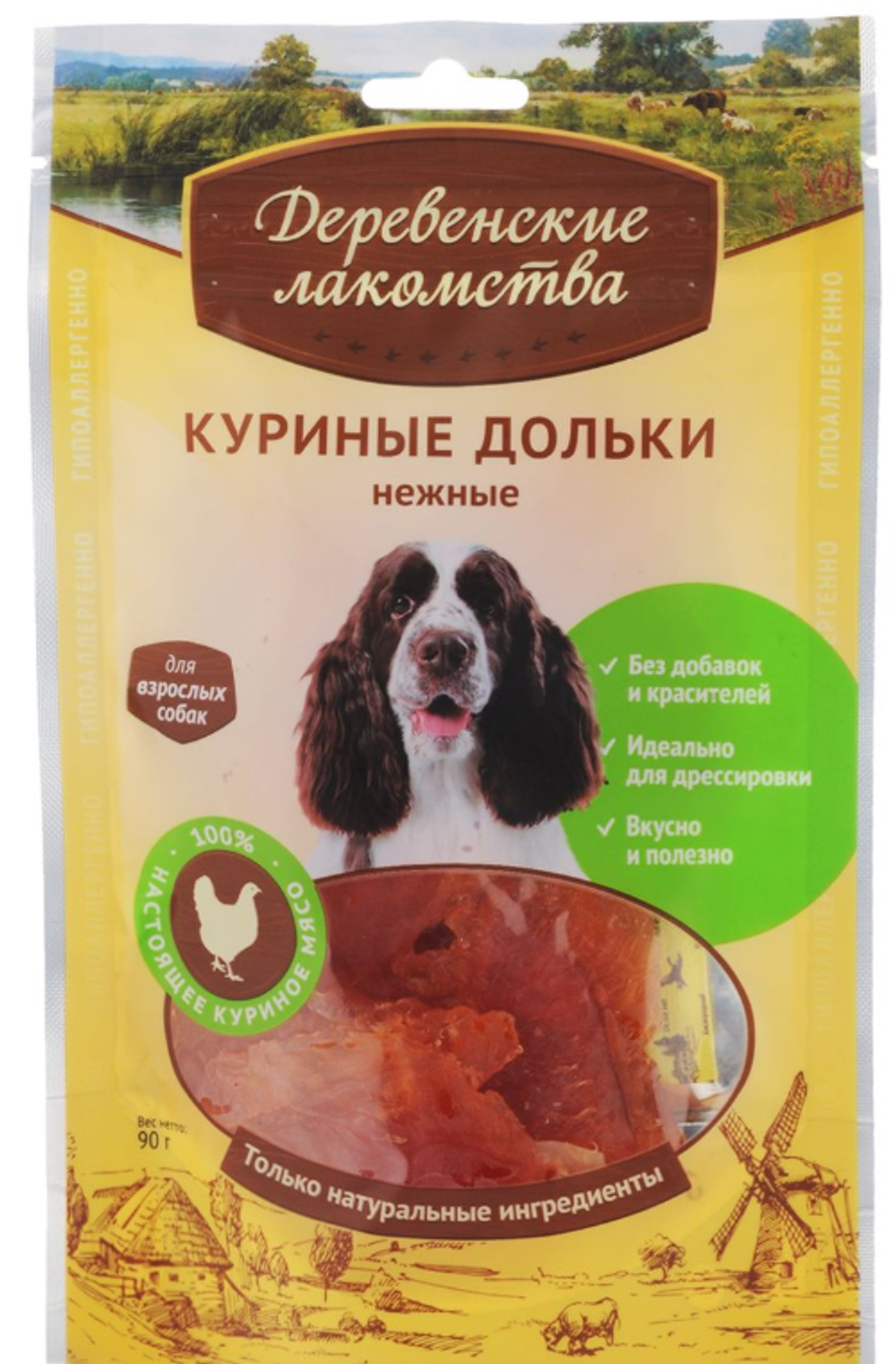 Лакомства для собак Деревенские лакомства 90г Куриные дольки нежные