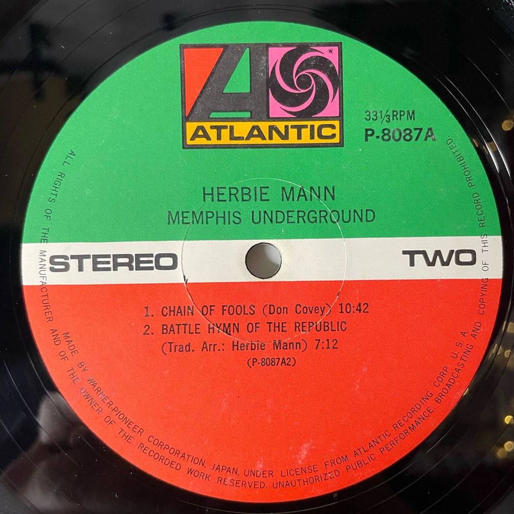 Винтажная виниловая пластинка LP Herbie Mann Memphis Underground (Japan 1971) (Obi) Chain Of Fools