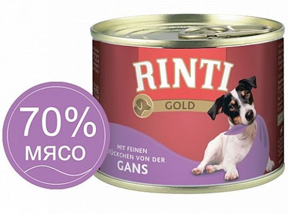 RINTI GOLD mit Gans Гусь Влажный корм для собак -0,185 кг