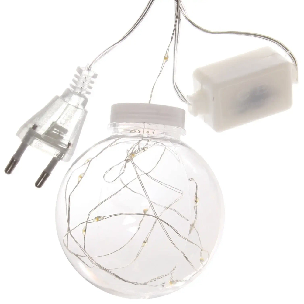 Гирлянда для дома бахрома «Шар» ш2,5 м* в0,5/0,8м 200 ламп LED, d-8 см, 1 реж, IP-20, Белый