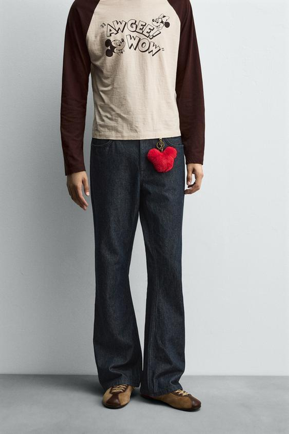 ZARA HARRY LAMBERT X DISNEY ДЖИНСЫ КЛЕШ С НАШИВКАМИ, СИНИЙ