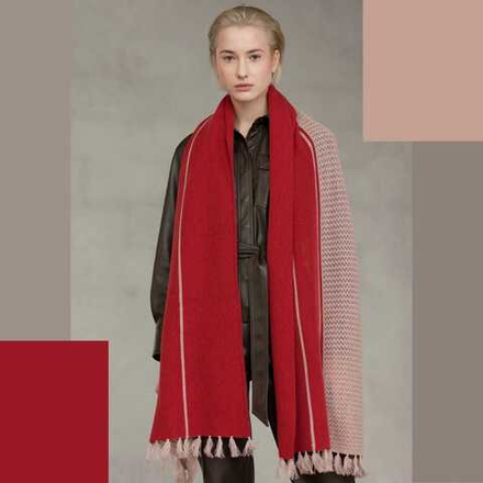 Палантин шерстяной ПШ18050-08/16 бежевый/бордо