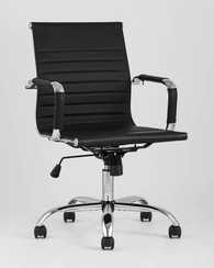Компьютерное кресло TopChairs City S офисное черное в обивке из экокожи, механизм регулирования по высоте и качания Top Gun