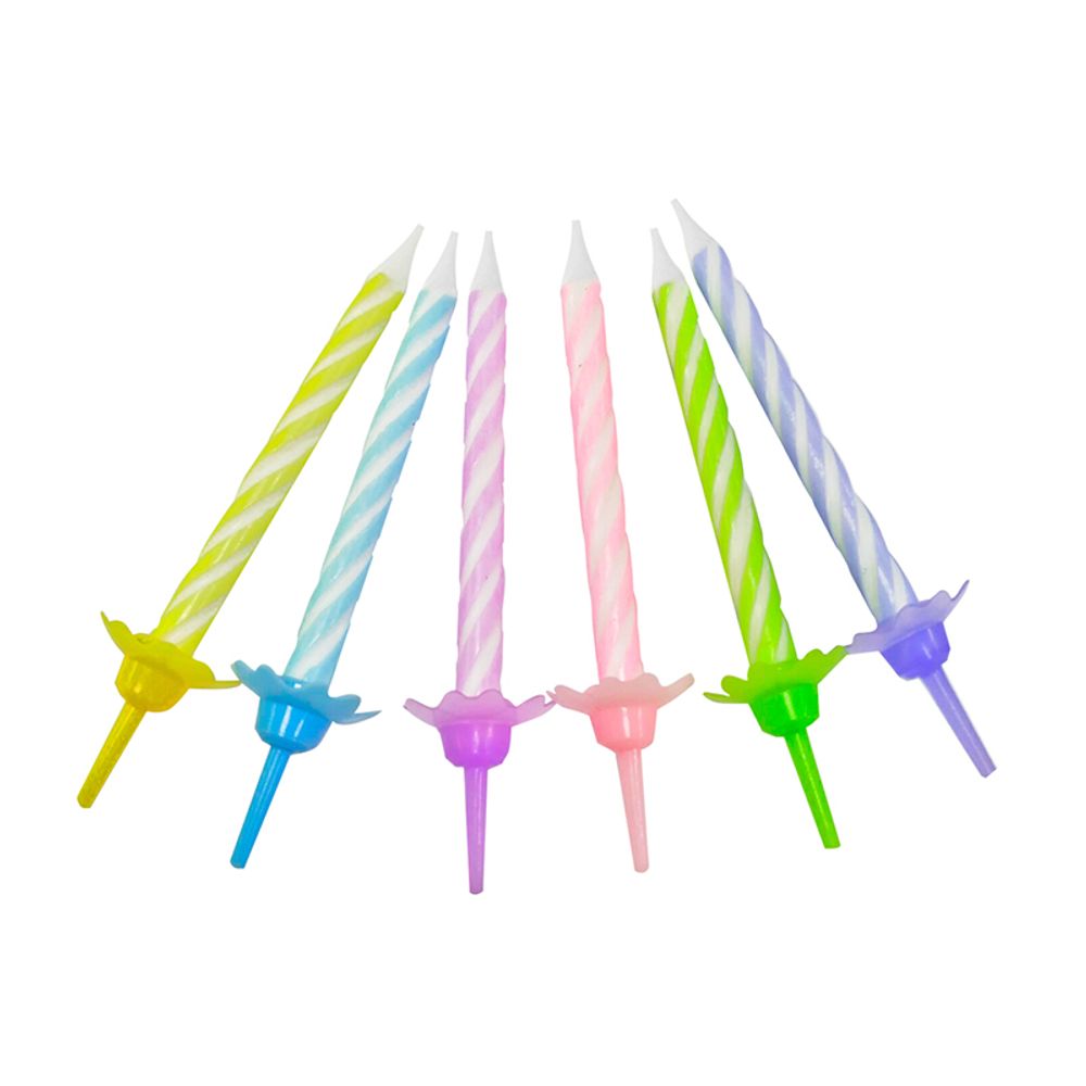 Свечи тортовые классические Макаронс (Ассорти) с держателями