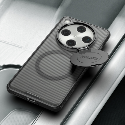 Чехол прозрачный тонированный (Transparent Black) от Nillkin с металлической крышкой и MagSafe на OPPO Find X8 Pro, серия CamShield Prop Magnetic Case