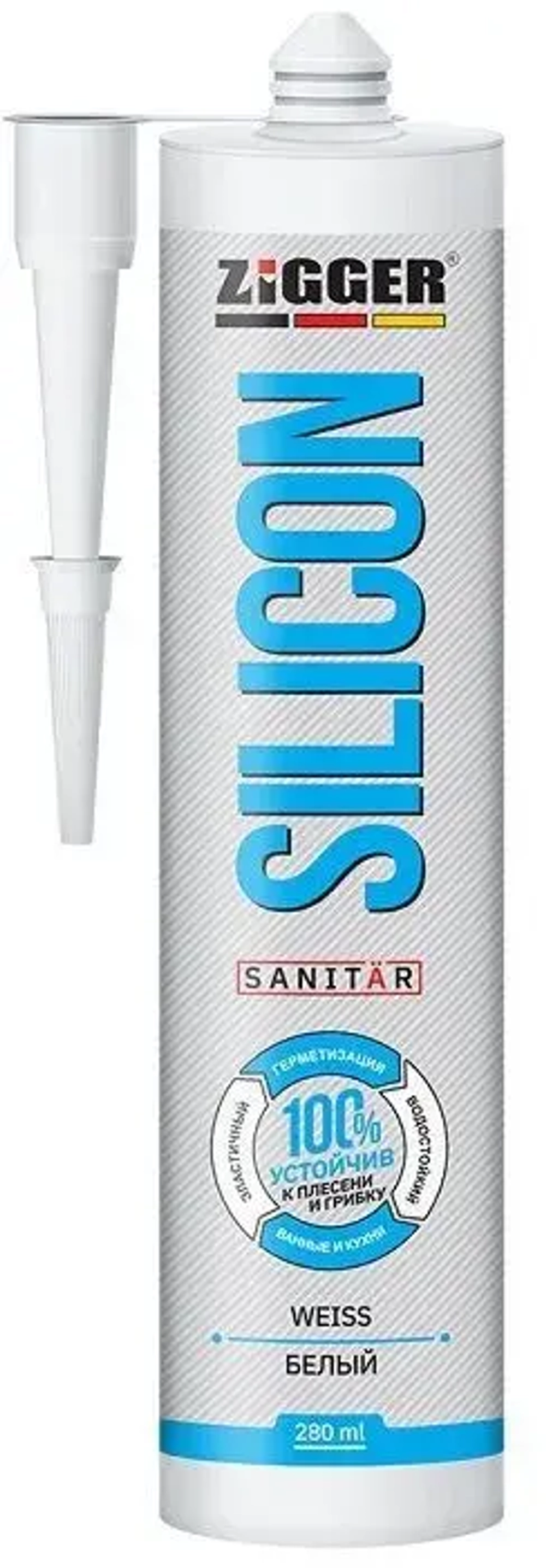 ZIGGER  Герметик силикон SANITAR белый, 280мл (KIM TEC)