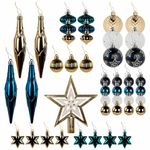 Шары ёлочные НАБОР 44 предмета, "Aurora", бирюзовый/золото, пластик, ЗОЛОТАЯ СКАЗКА, 592173