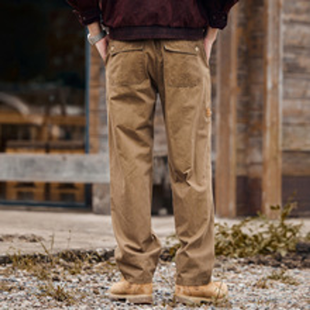 Американские ретро тяжелые мужские брюки-карго на флисовой подкладке, зимние утолщенные модные брендовые мужские свободные прямые повседневные длинные брюки