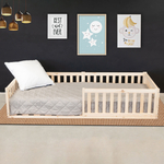 Кровать детская, 90х200, Буфалина, односпальная, с бортиком, из массива дерева с настилом, натуральная, Dipriz