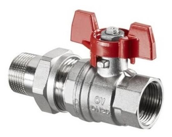 Кран шаровый Oventrop Optibal 1/2" НГ арт. 1075804 с американкой маховик из алюминия