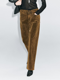 Massimo Dutti Брюки прямого кроя из вельвета, окрашенного сернистым красителем, горчично-желтый