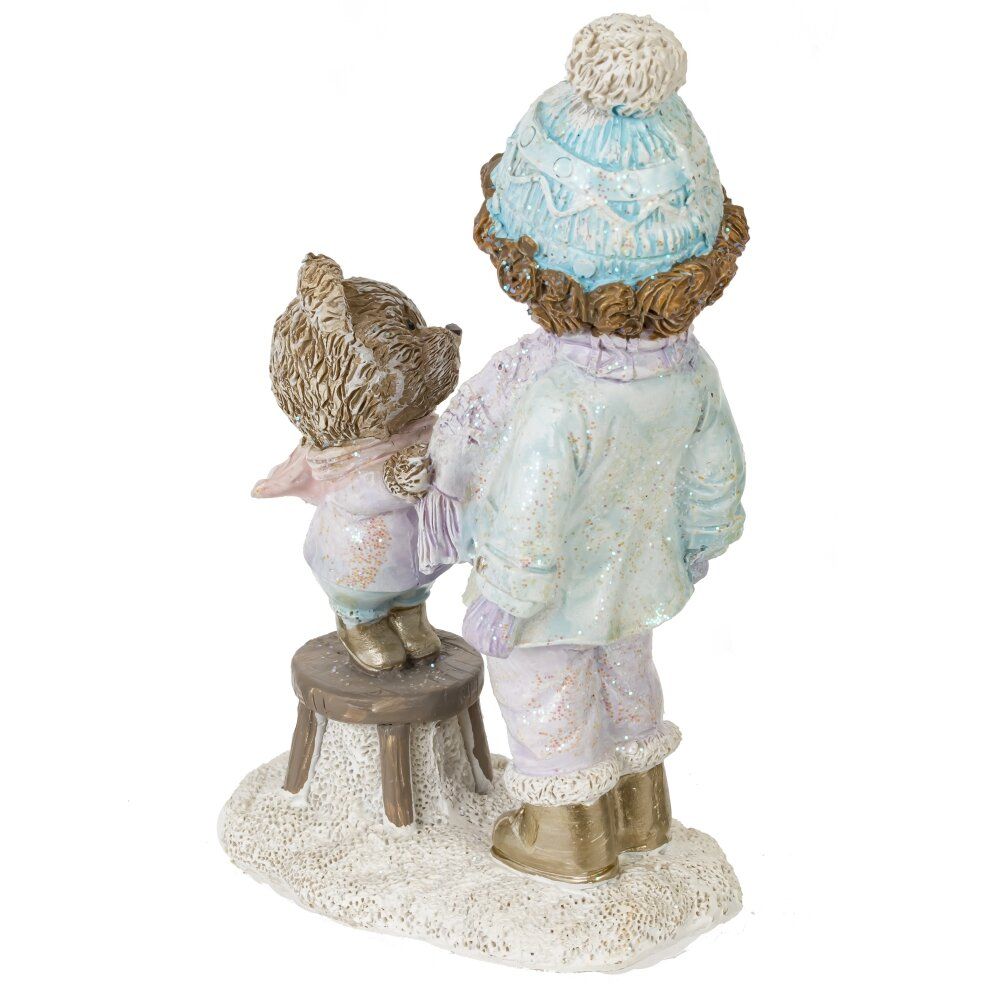 GAEM Фигурка декоративная "Мальчик и медвежонок", L9 W5 H13,5 см