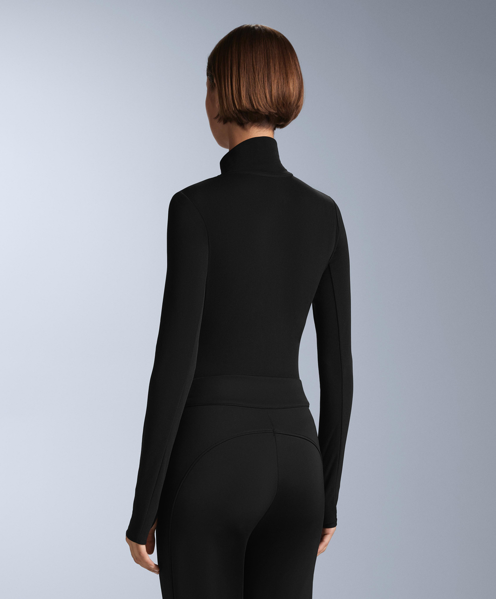 Oysho Термофутболка с застёжкой-молнией на половину длины, черный