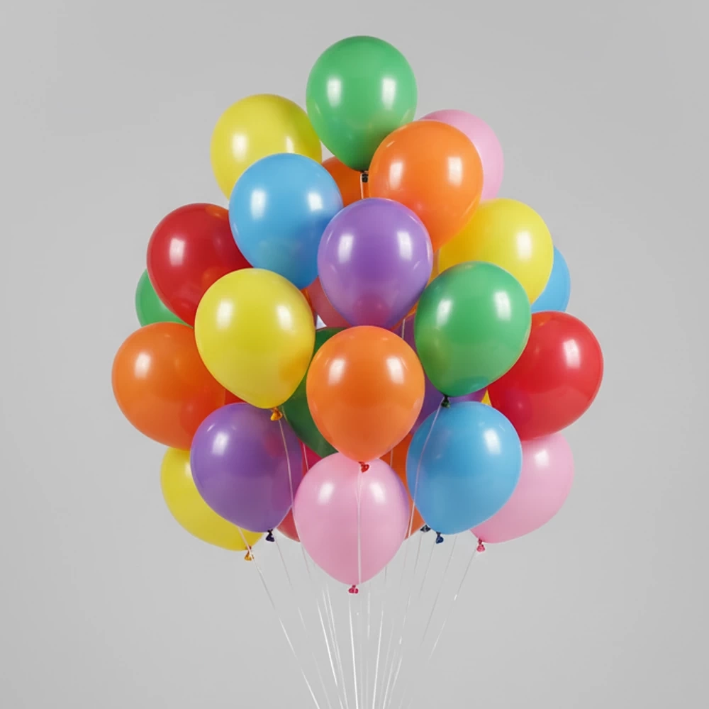 Разноцветные воздушные шары с гелием.