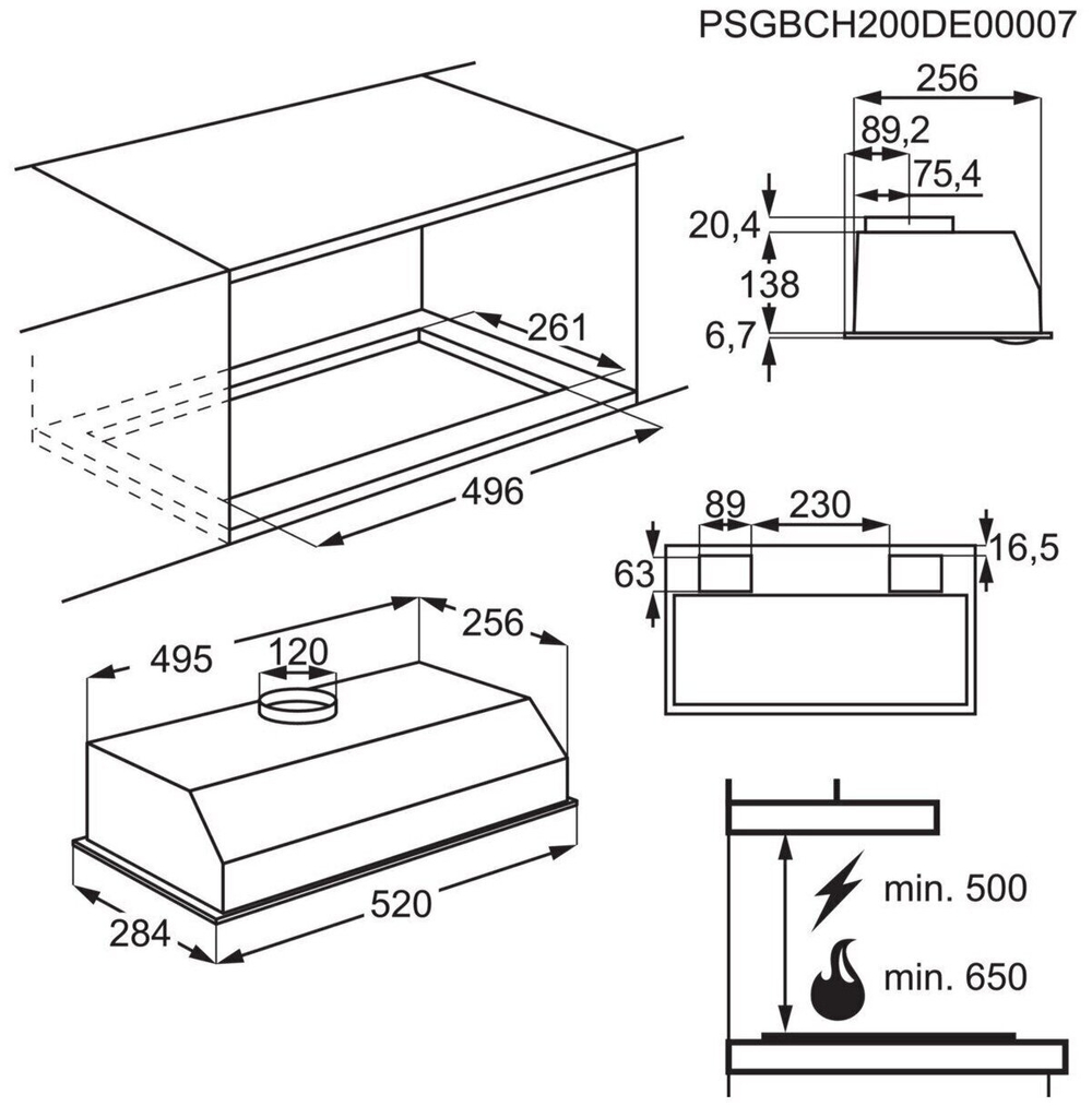 Вытяжка полновстраиваемая Zanussi ZHG51351G