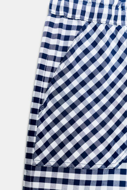 ZARA ШОРТЫ В КЛЕТКУ ВИШИ — ZW COLLECTION, БЕЛЫЙ/МОРСКОЙ СИНИЙ