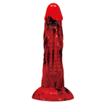 Силиконовый фантазийный фаллоимитатор Minotaur - 21 см. (Цвет: красный с черным)