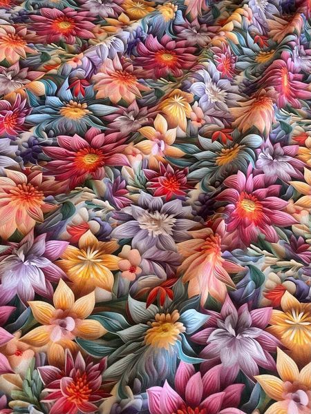 В ПУТИ, ЦВЕТЫ 3D, 100% хлопок Handmade Fabrics 4