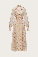 ПЛАТЬЕ-ХАЛАТ ИЗ ЖЕЛТОЙ ШЕЛКОВОЙ ОРГАНЗЫ С АВТОРСКИМ ПРИНТОМ