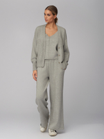 Женский трикотажный костюм-тройка серый с кардиганом