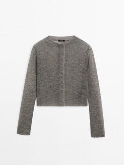 Massimo Dutti Короткий кардиган из смесовой шерсти, серый